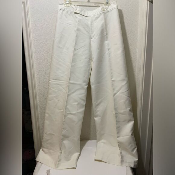 Ralph Lauren Black Label 100% cotton Wide Leg White Pants lined 10 no pockets - Picture 3 of 15